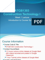 Introduction to Construction Technology I Course Syllabus