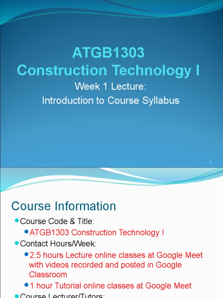 Construction Technology I Course Overview | PDF | Educational ...