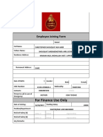 For Finance Use Only: Employee Joining Form