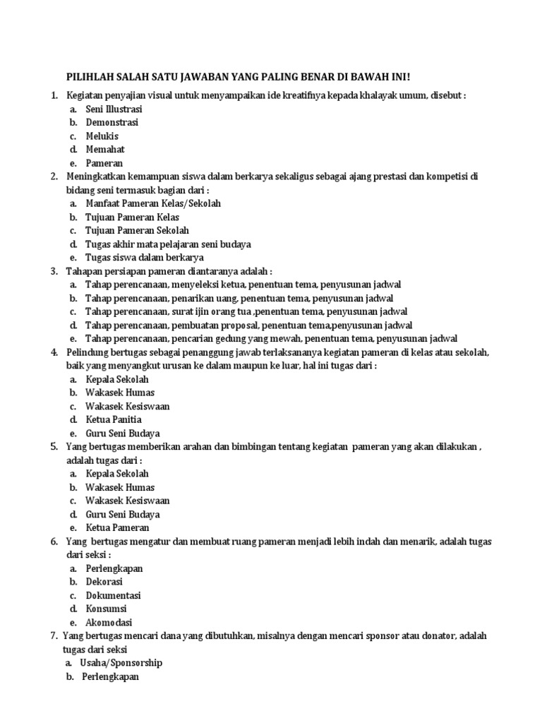 Soal Seni Budaya Smk Dkv Pdf