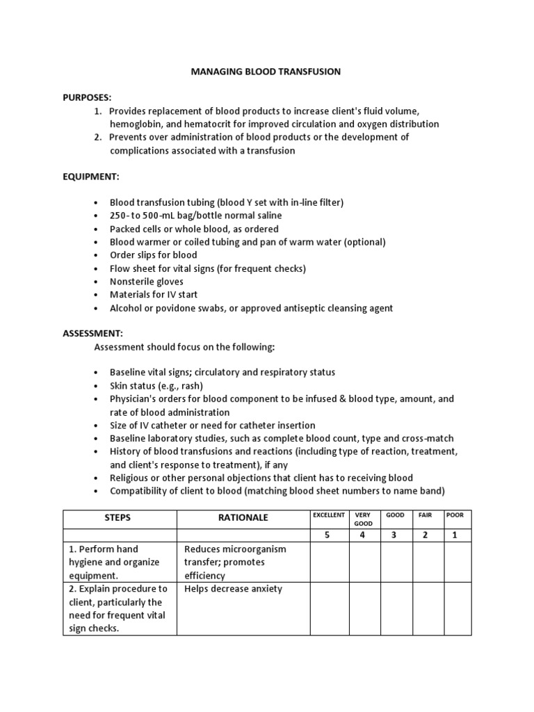 Managing Blood Transfusion | PDF | Intravenous Therapy | Blood Transfusion