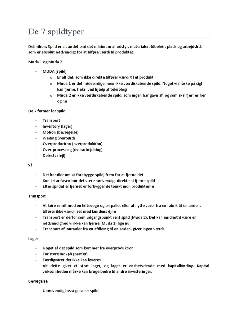 De 7 Spildtyper | PDF