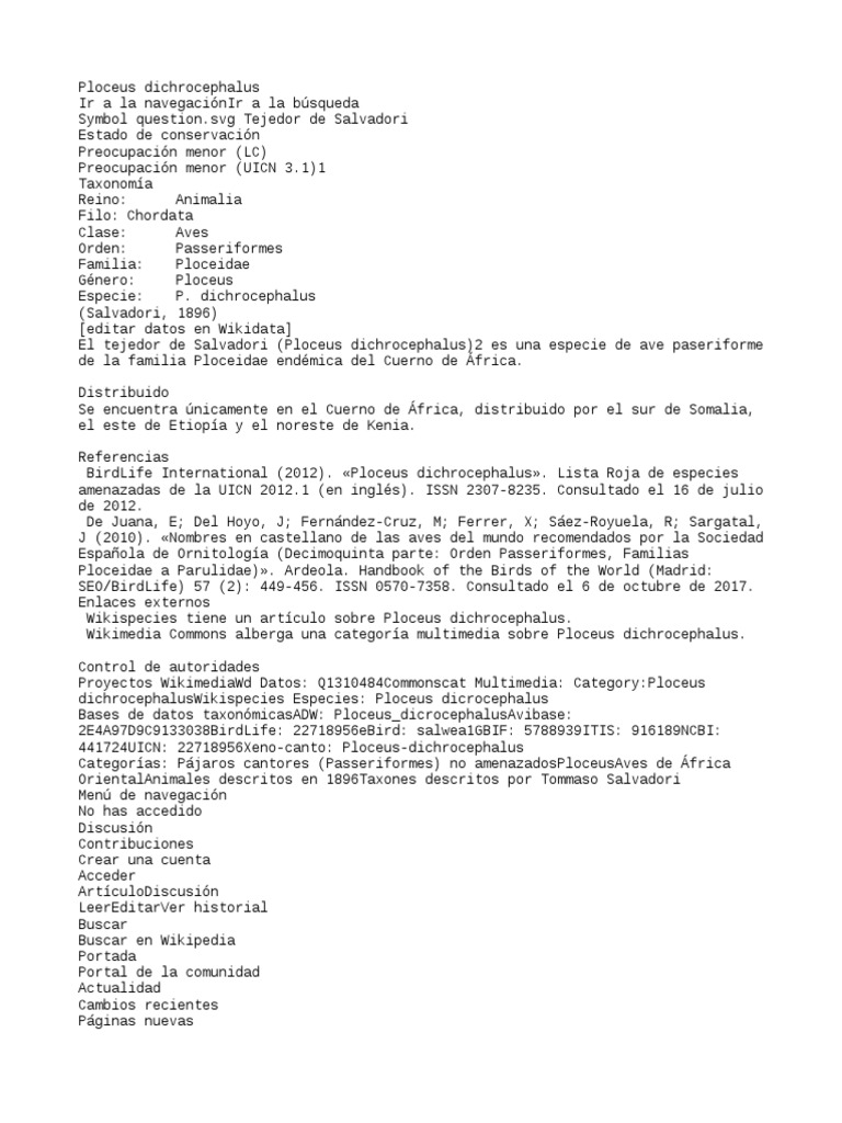 Ploceus Dichrocephalus PDF Wikipedia