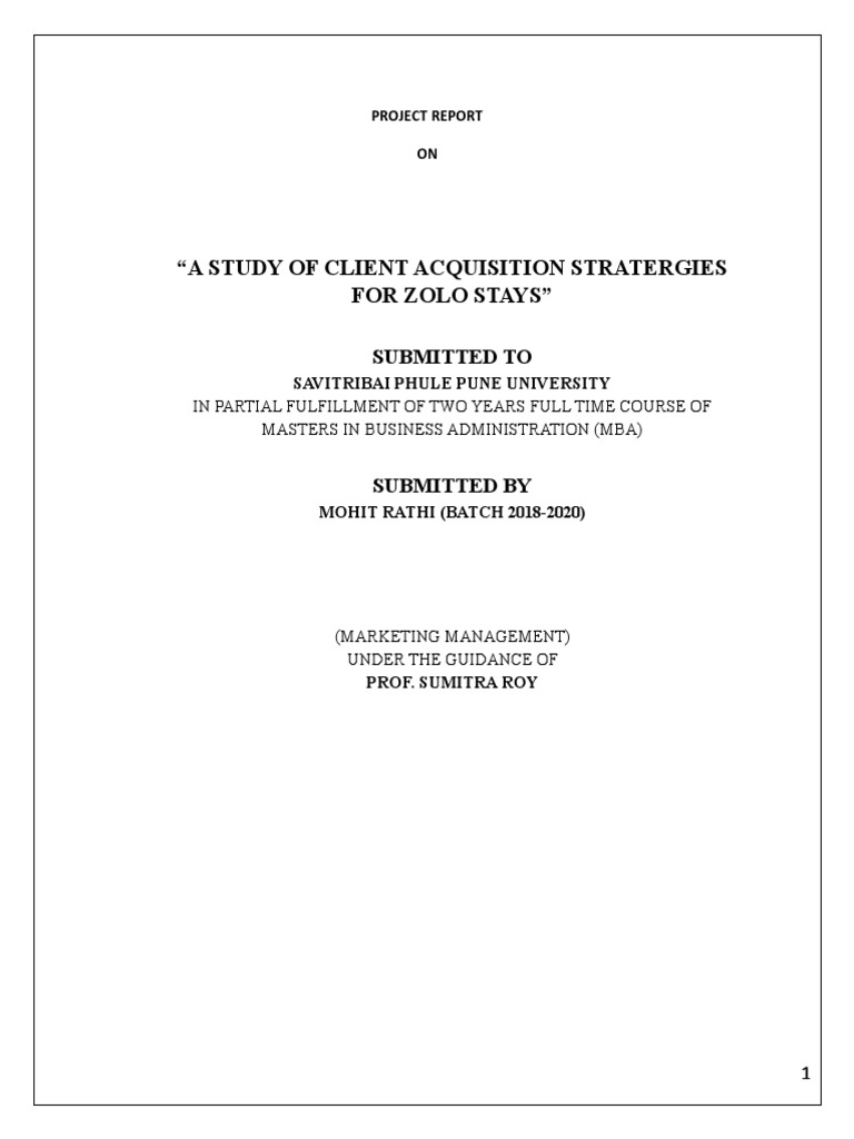 Mohit Rathi Sip Report 01 | PDF | Marketing | Sales