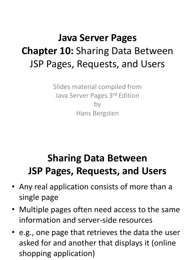 Sharing Data and Passing Control Between JSP Pages Using Scopes