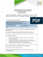 Guía de actividades y rúbrica de evaluación - Unidad 1, 2 y 3 - Paso 8 - POA desarrollo del proyecto de investigación trabajado por el grupo