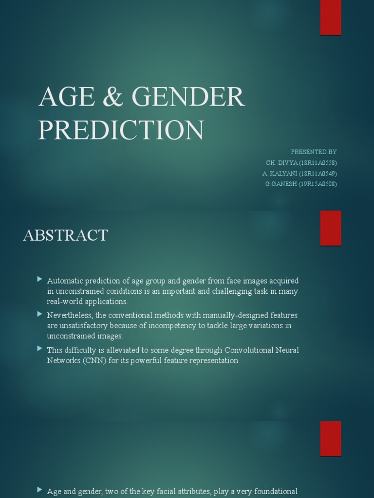 Age & Gender Prediction | PDF | Statistical Classification | Deep Learning