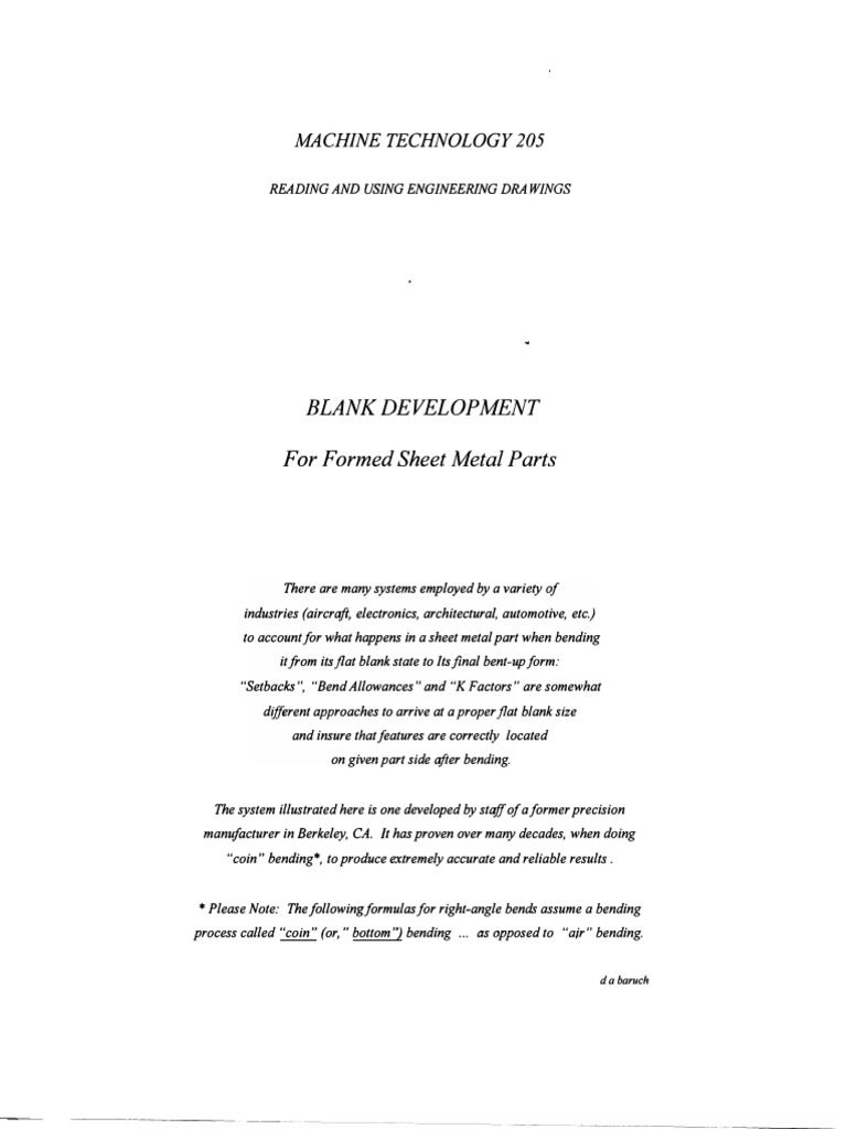 Blank Development For Farmed Sheet Metal Parts: Machine Technology 205 ...