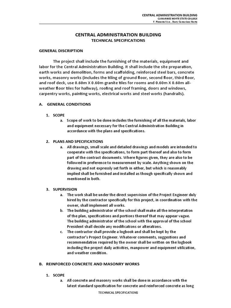 Central Administration Building: Technical Specifications General ...