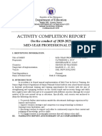 Activity Completion Report: Mid-Year Professional Inset