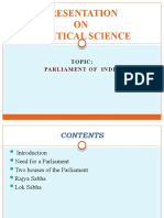 Presentation ON Political Science: Parliament of India