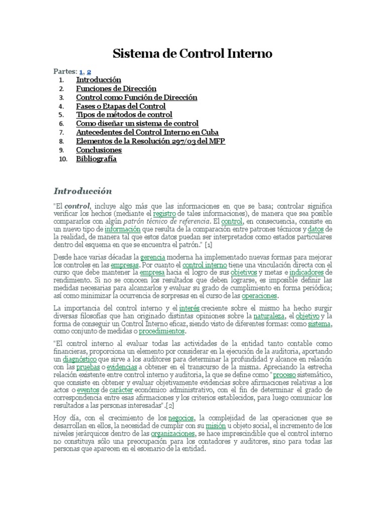 Sistema de Control Interno | PDF | Auditoría | Planificación