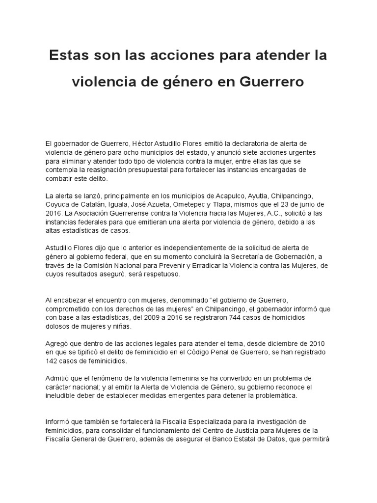 Acciones contra la violencia de género en Guerrero | PDF | La violencia ...