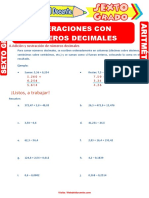 Operaciones Con Números Decimales para Sexto Grado de Primaria