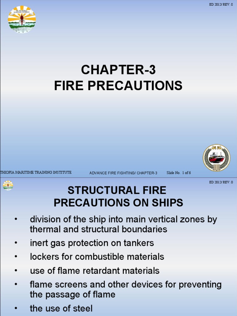 Chapter3 Fire Precautions Ethiopia Maritime Training Institute