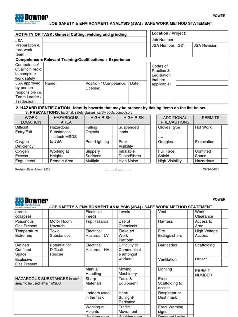 Welding Job Safety Analysis (JSA) Guide | PDF | Welding | Construction
