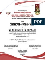 Certificate of Appreciation: Mr. Abdulbasit L. Talicop, Maelt