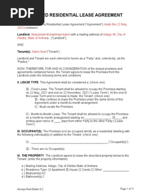 Standard Residential Lease Agreement