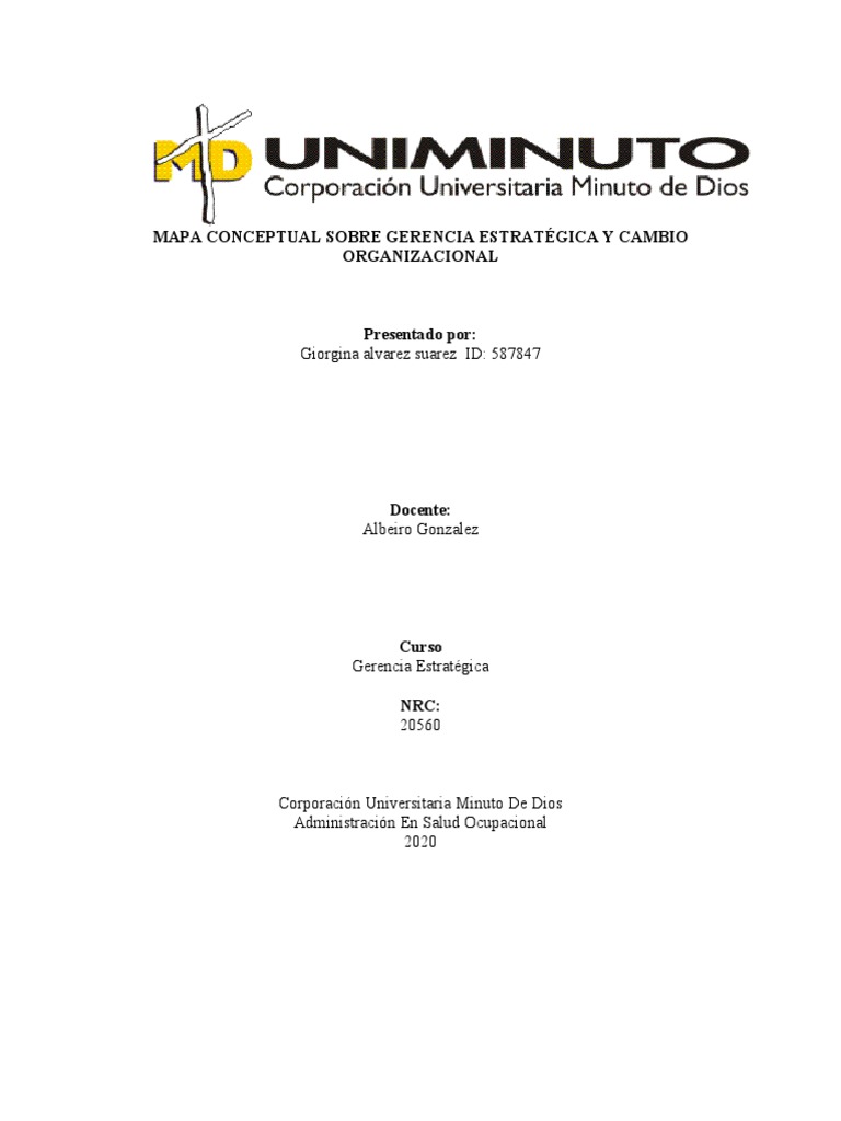 Mapa Conceptual Sobre Gerencia Estratégica Y Cambio Organizacional