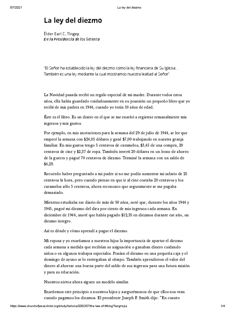 La importancia del diezmo en la fe | PDF | Diezmo | Iglesia Católica