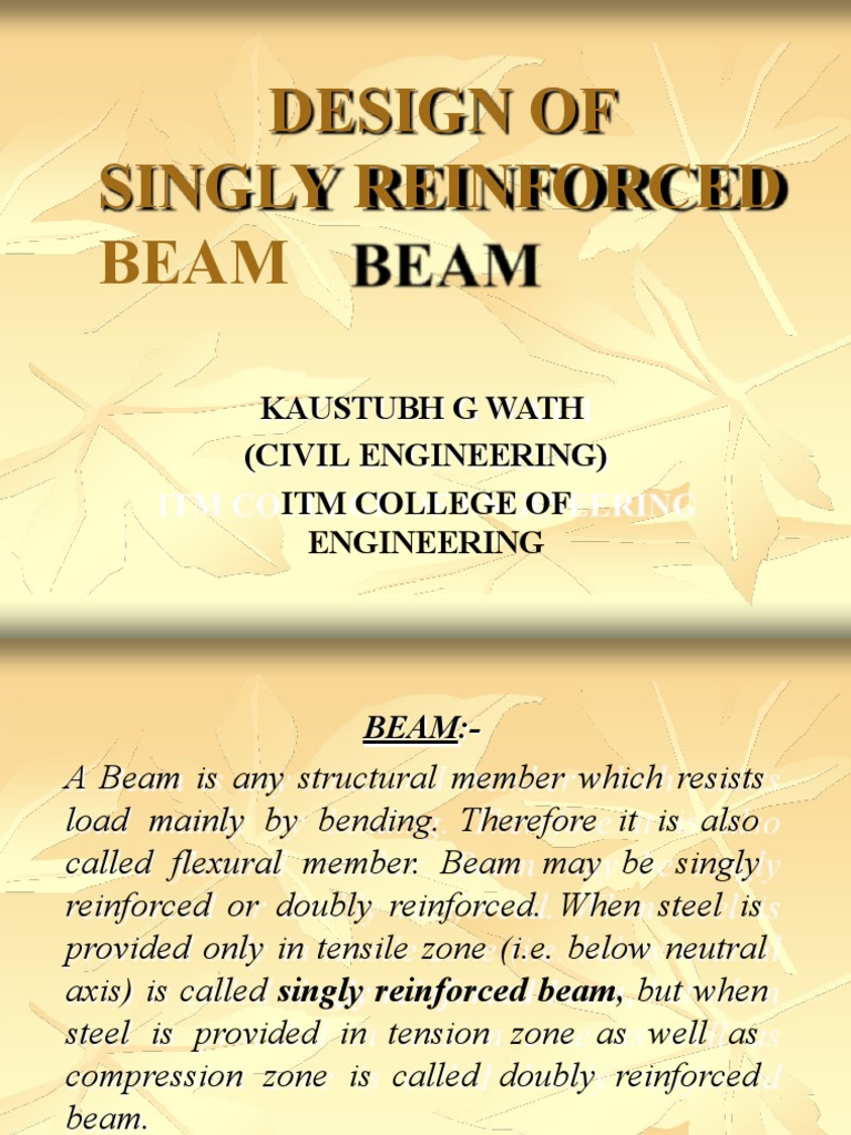 Design of Singly Reinforced Beams | PDF | Beam (Structure) | Bending