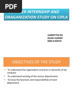 Summer Internship and Oraganization Study On Cipla: Submitted By, Dilna Vijayan Mba B Batch