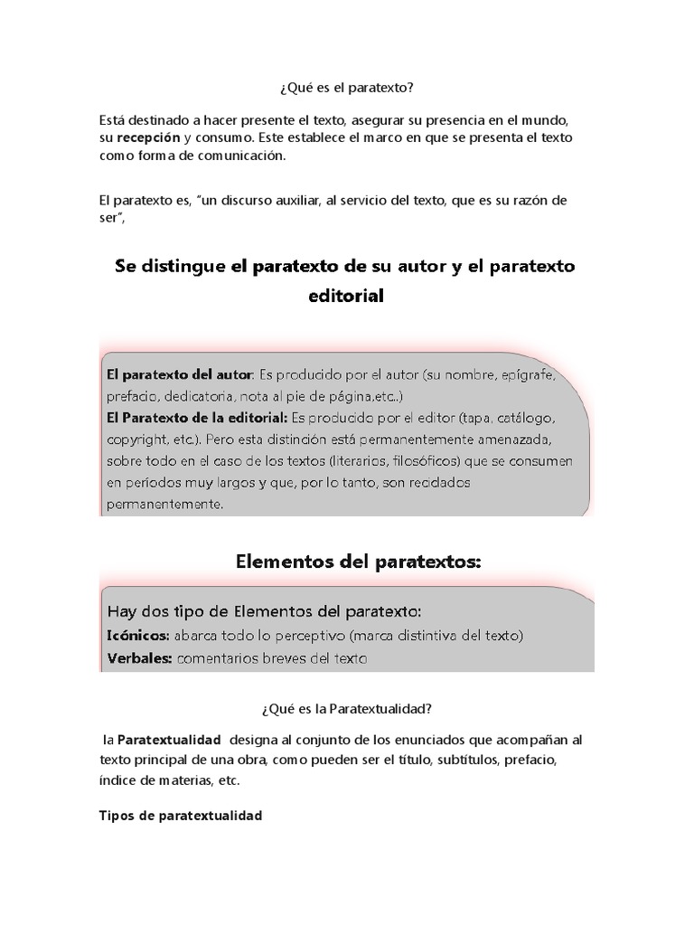 Definición y Tipos de Paratexto | PDF | Artes del Lenguaje y Comunicación