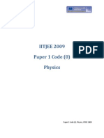 Paper 1 Code (0), Physics, IITJEE 2009
