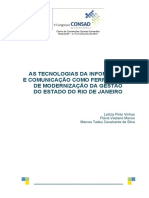 As Tecnologias Da Informacao e Comunicacao Como Ferramentas de Modernizacao Da Gestao Do Estado Do Rio de Janeiro