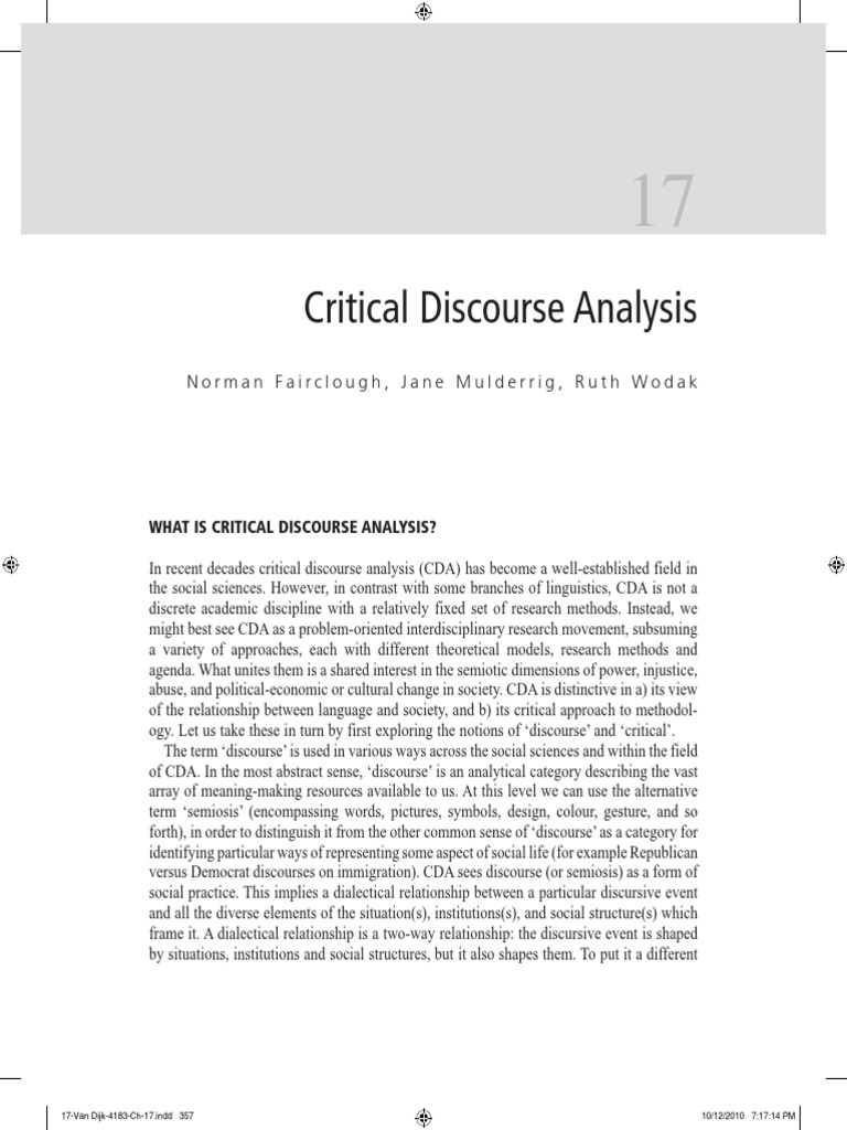 How To Do Fairclough Critical Discourse Analysis