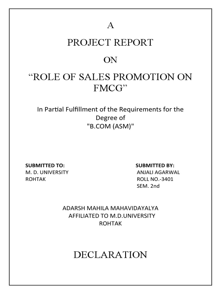 Sales Promotion Impact on FMCG Sector | PDF | Marketing | Brand