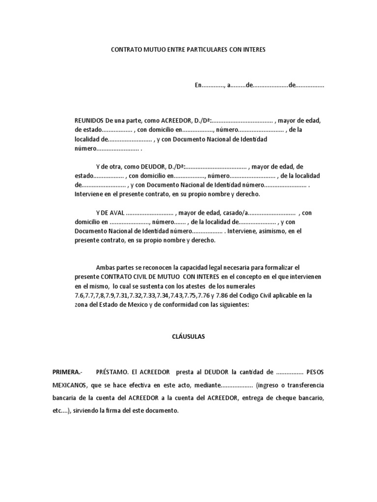 Contrato Mutuo con Interés en México | PDF | Interés | Justicia