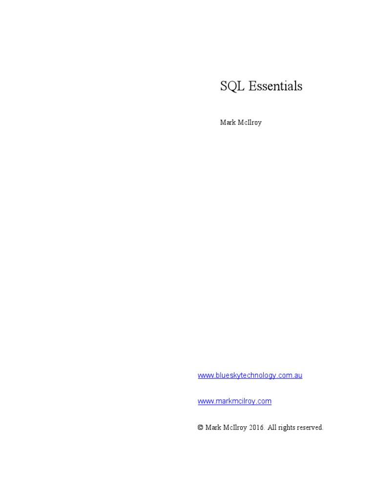 SQL Essentials: Mark Mcilroy | PDF | Table (Database) | Data