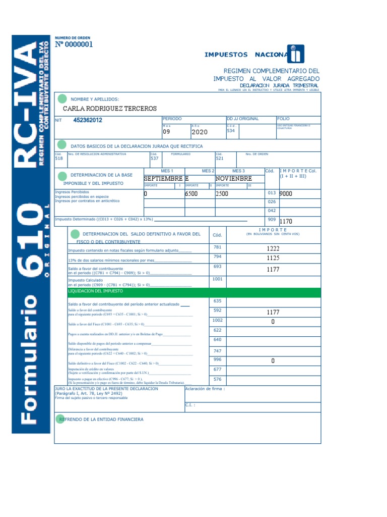 Declaración Jurada Formulario 610 | PDF | Pagos | Ley Pública
