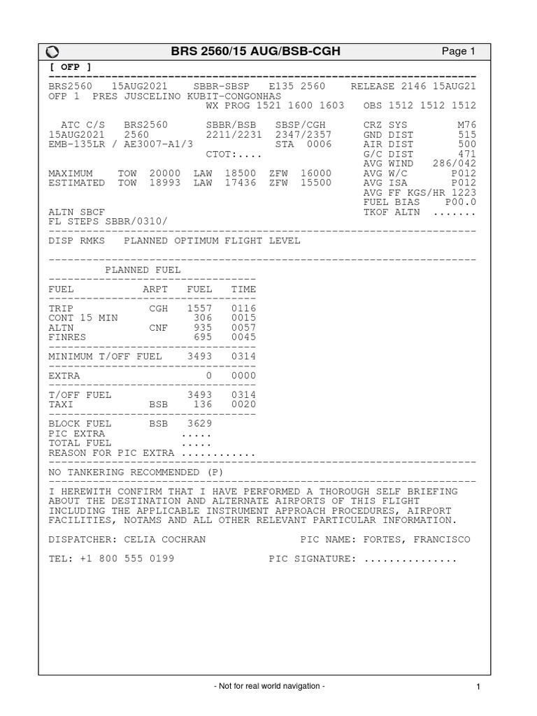 BRS 2560/15 AUG/BSB-CGH: - Not For Real World Navigation | PDF ...