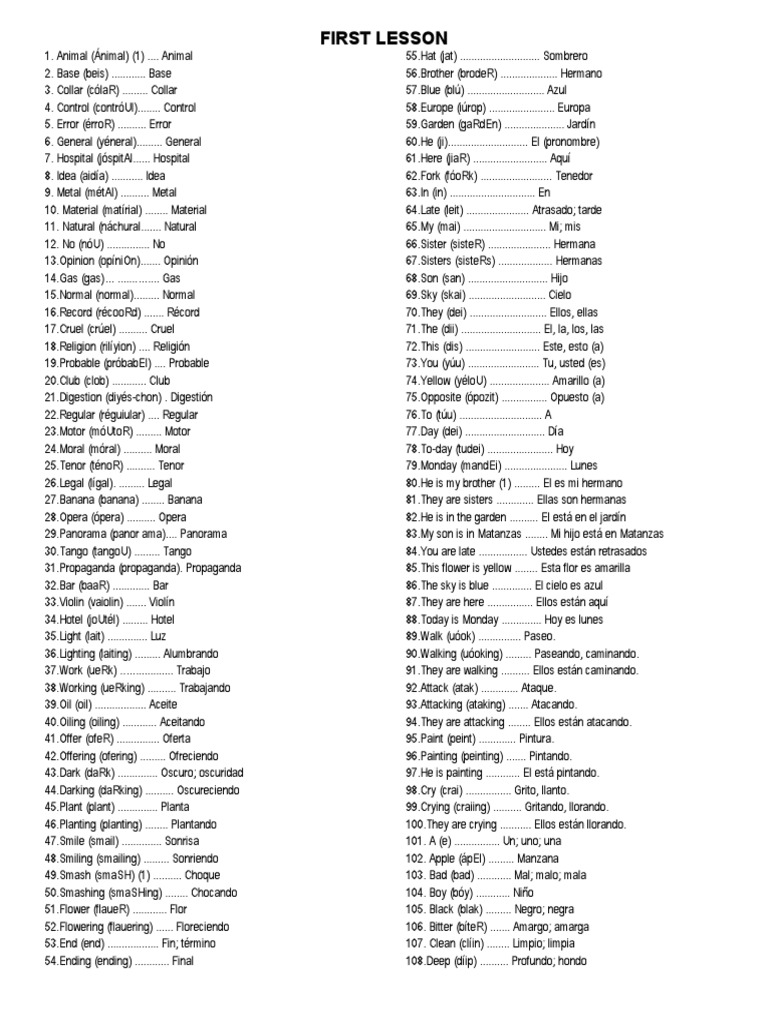Aprende inglés en 30 días: Lección 1 | PDF | Arte