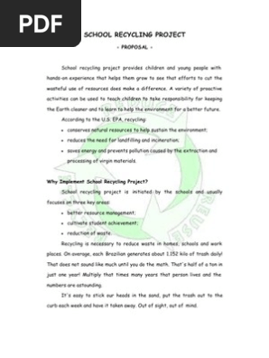 School Recycling Project - PROPOSAL