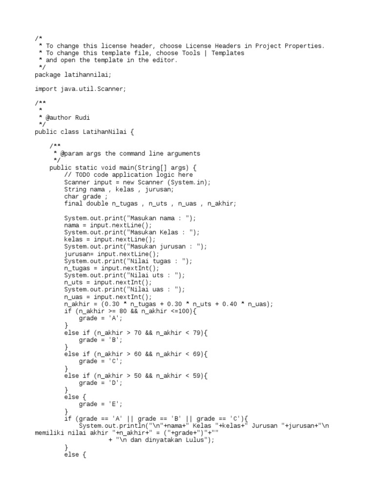 Latihan Input Nilai | PDF