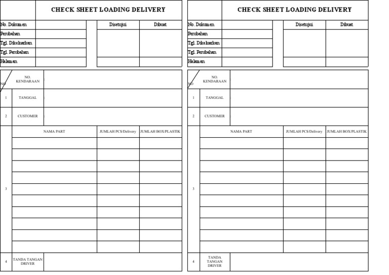 Check Sheet Pengiriman Barang | PDF
