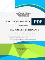 Ma. Jeselyn D. Bernante: Certificate of Participation