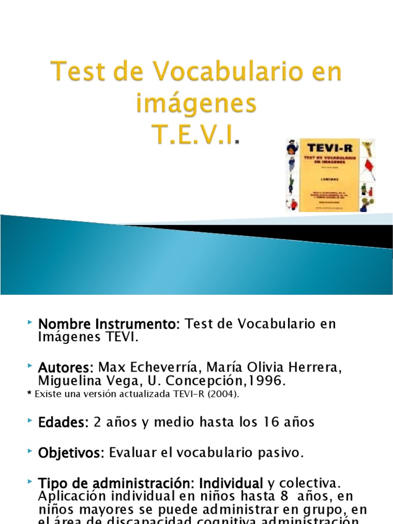 Test de Vocabulario en Imágenes | PDF