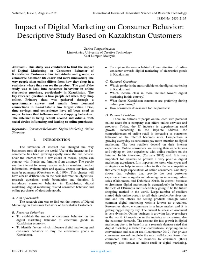 Impact of Digital Marketing On Consumer Behavior Descriptive Study ...