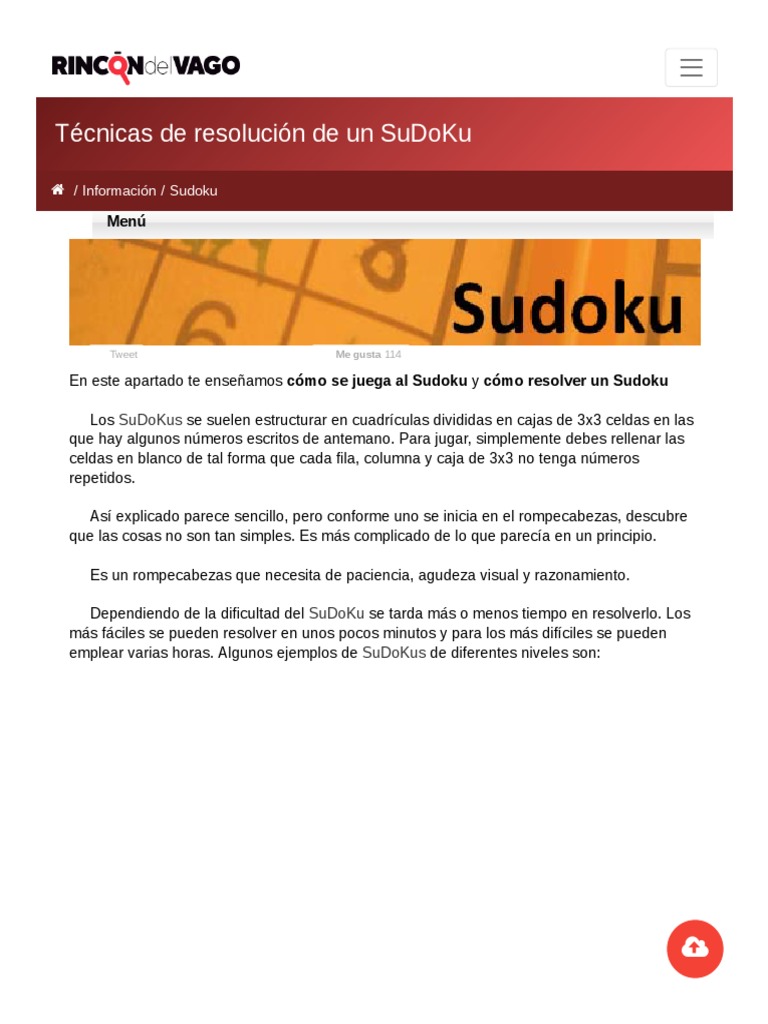 Sudoku - Su Doku - Técnicas de Resolución de Un SuDoKu - Rincón Del Vago |