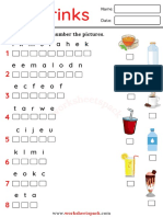 Word Scramble Worksheets Pack Drinks Unscramble and Match The Words With Pictures