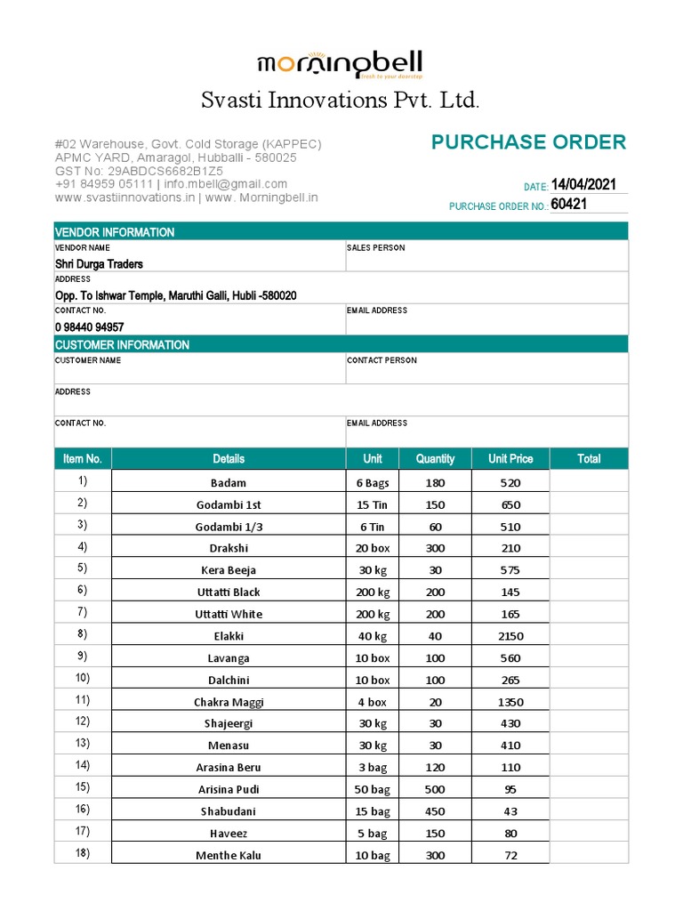 Purchase Order Template 02 TemplateLab PDF