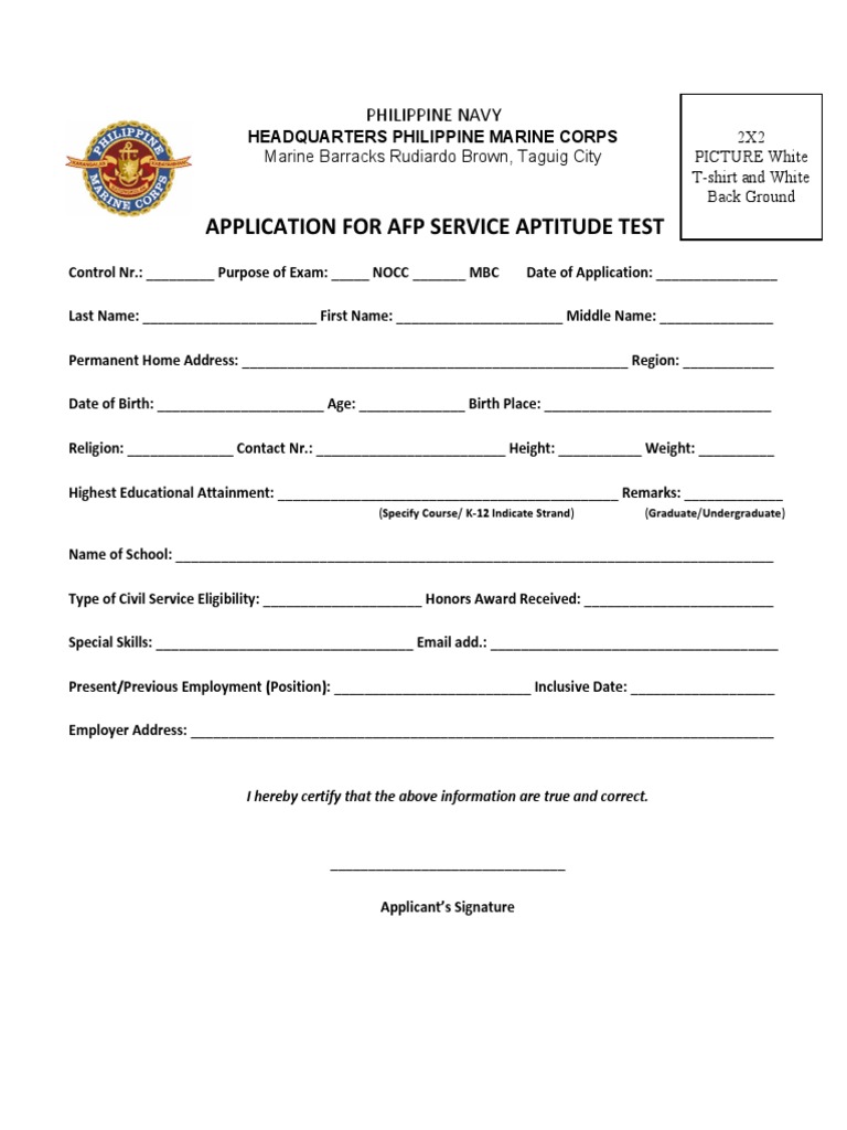 AFP Service Aptitude Test Application | PDF