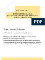 Sts Module F: Ecosystems, Global Environmentalism, Biodiversity and Climate Crisis