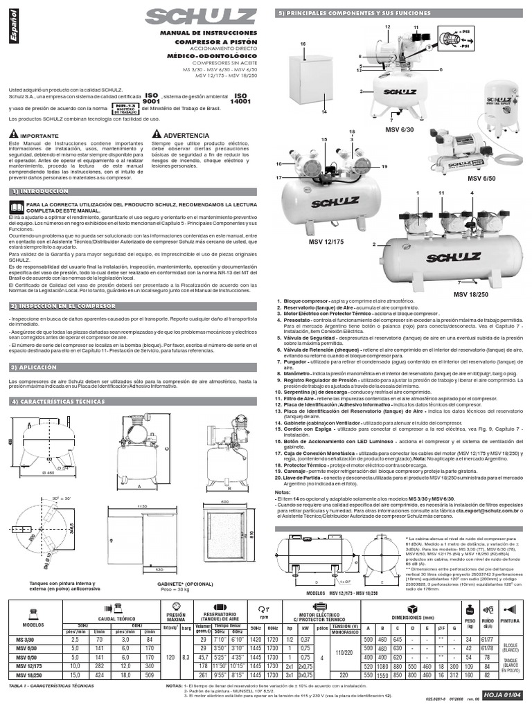 Compresor Schulz PDF | Presión | Bienes manufacturados