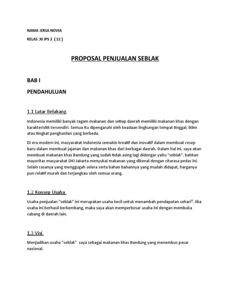 Proposal Usaha Seblak Khas Bandung | PDF | Griya & Taman