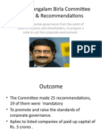 Kumar Mangalam Birla Committee Code Recommendations